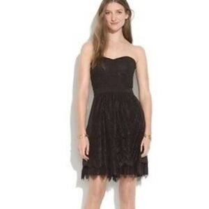Madewell black lace overlay strapless party‎ cocktail dress size 0